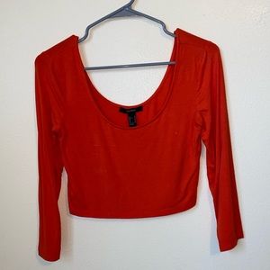 Orange long sleeve crop tee